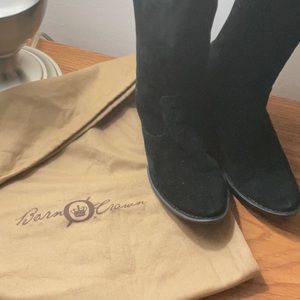 Tall Born Crown black suede boot in dust bag